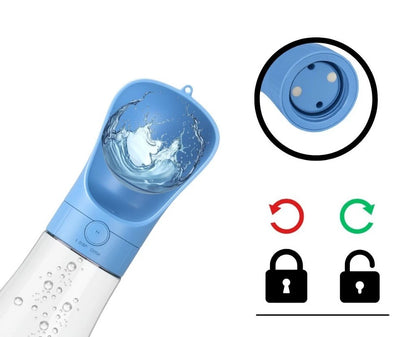 Garrafa de Água com Trava Antivazamento e Compartimento de Ração