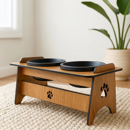 Comedouro Duplo Elevado Para Pet