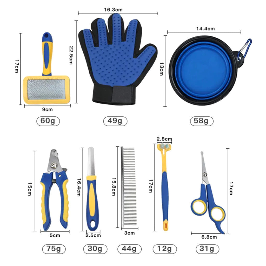 Kit Maleta Higiene Pet 8 Peças  para Cães e Gatos